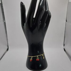 NEW Rachel Roy Gold Cherry Strawberry Banana Charm Bracelet